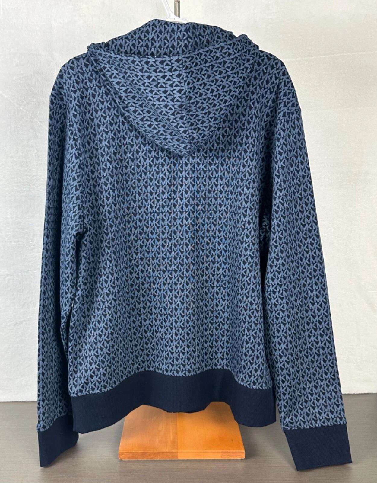 Felpa giacca Michael Kors uomo blu notte firma logo zip XL NUOVA CON ETICHETTE $198