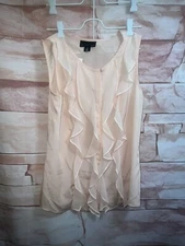 Attention Womens Sleeveless Blouse Tank Top Ruffled Front Size S Peach NWT