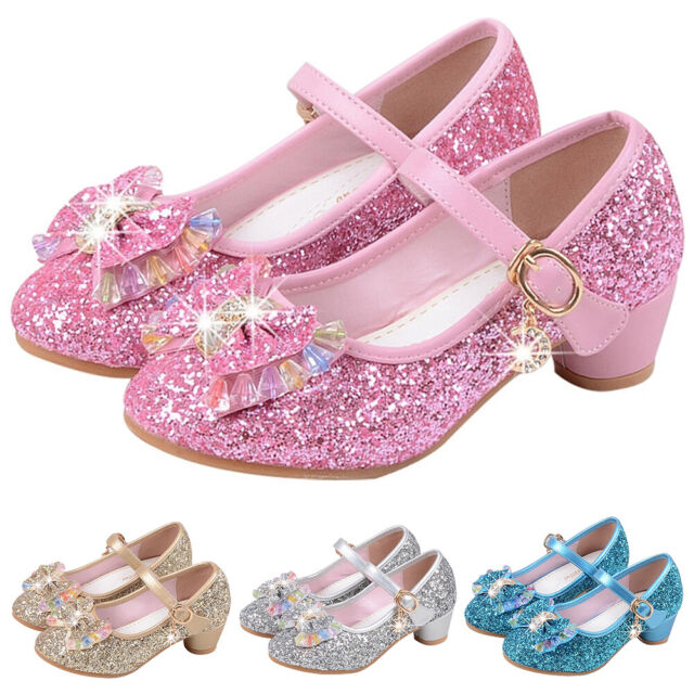 Disney Girls Princess Pink Glitter Flat 