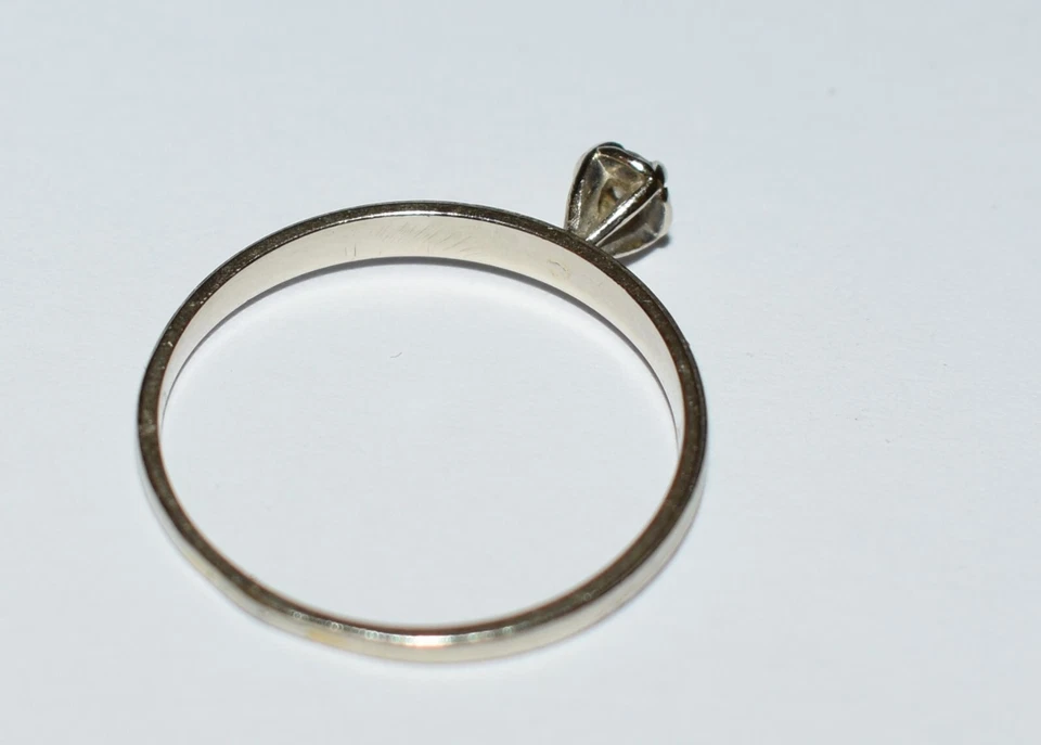 Anel de ouro branco 14K com diamante fino meados do século tamanho 6,5 marcado Baucheron - Imagem 3 de 4