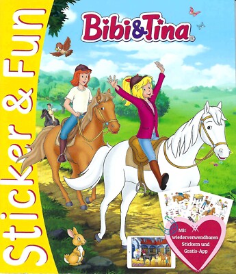 Bibi & Tina- Sticker  Fun mit wiederverwendbaren Sticks und Gratis App-gelb-Neu