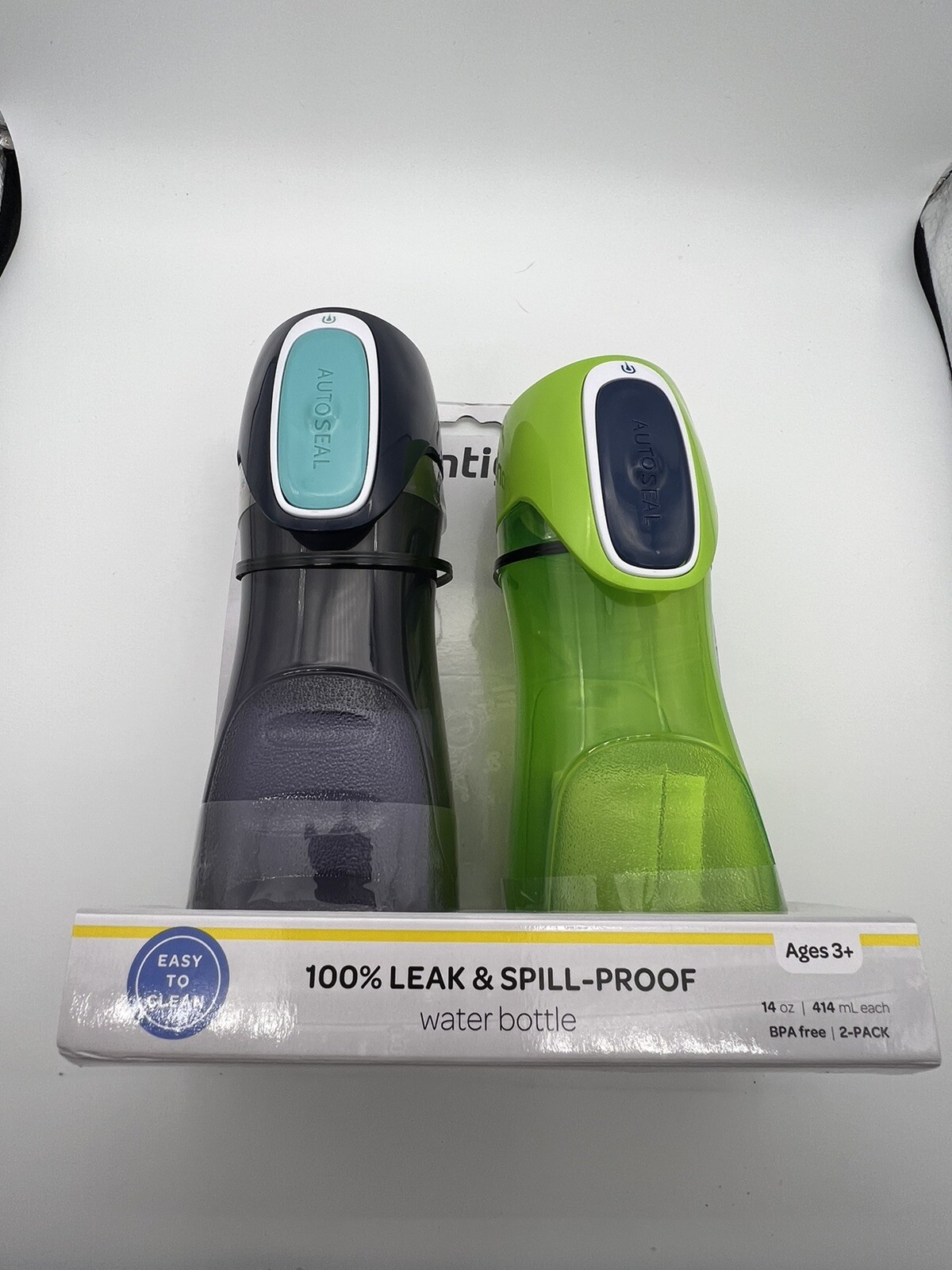 KIds 14 oz Contigo 100% leak & spill proof water bottles 2-pack Navy/Green