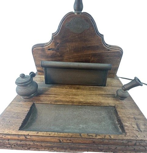 Italian FIRENZE 1784 Reproduction Desk Lamp Inkwell W/ Pen Paper Holder - Picture 2 of 12