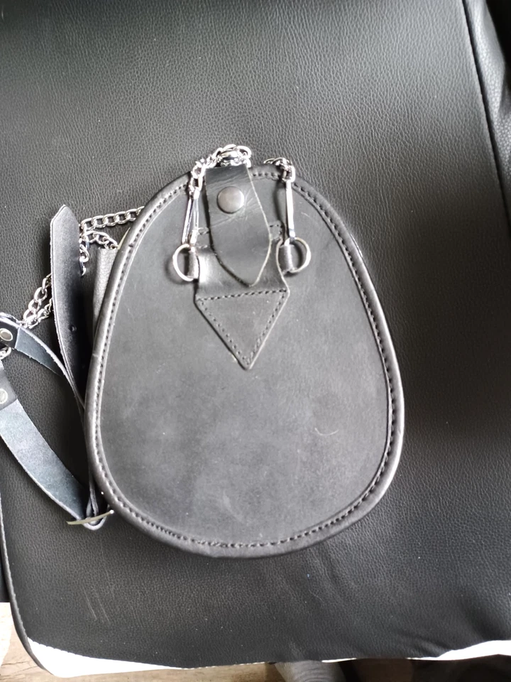 accessoires irlandais sporran très bon état cuir noir - Photo 2/3