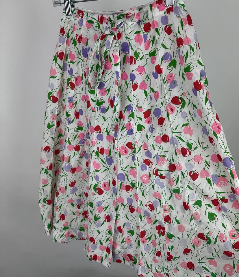 Falda vintage años 60 70 HERMAN SPIRIT 2XS/21” cintura alta colorido lazo estampado tulipán Foto 4 de 4