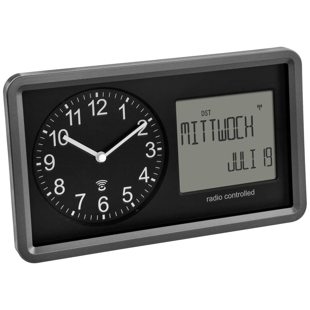 Horloge radiopilotée pendule murale automatique TFA Dostmann 60.3552.01 de 25cm