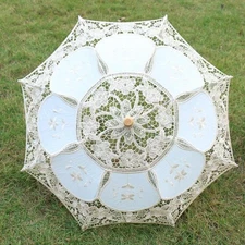Lace Parasol Vintage Wooden Handle Umbrella For Wedding