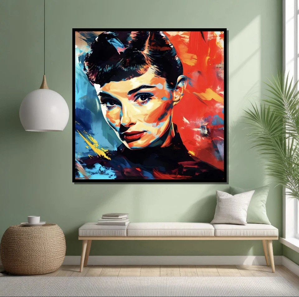 Поп-арт холст настенное искусство печать граффити Одри Хепберн уличное искусство настенный декор - Изображение 3 из 4