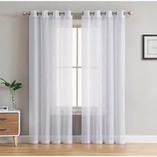 HLC.ME Semi Sheer Voile Light Filtering Transparent Window Curtain Grommet