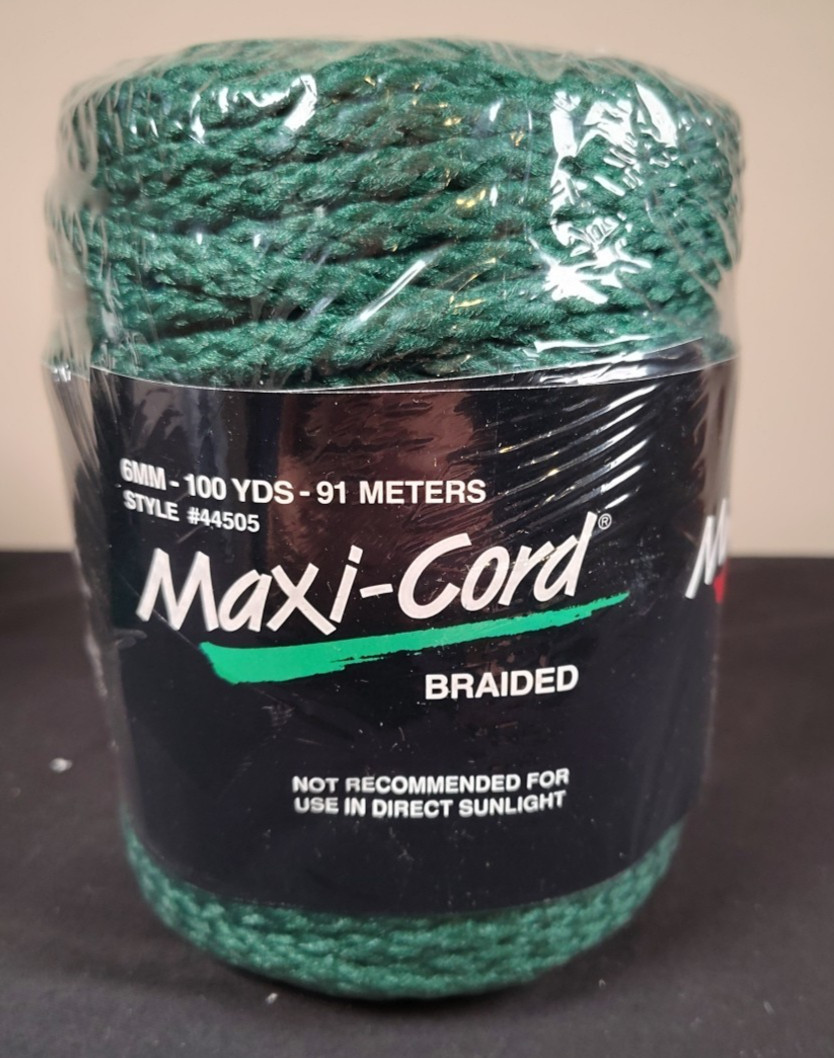 Maxi-Cord Macrame Dark Green Braided Polypropylene 6mm 100 Yards USA - New Qty 2