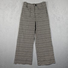 Maeve Colette Wide Leg Pants Womens 25P Black White Geometric Cropped Trousers