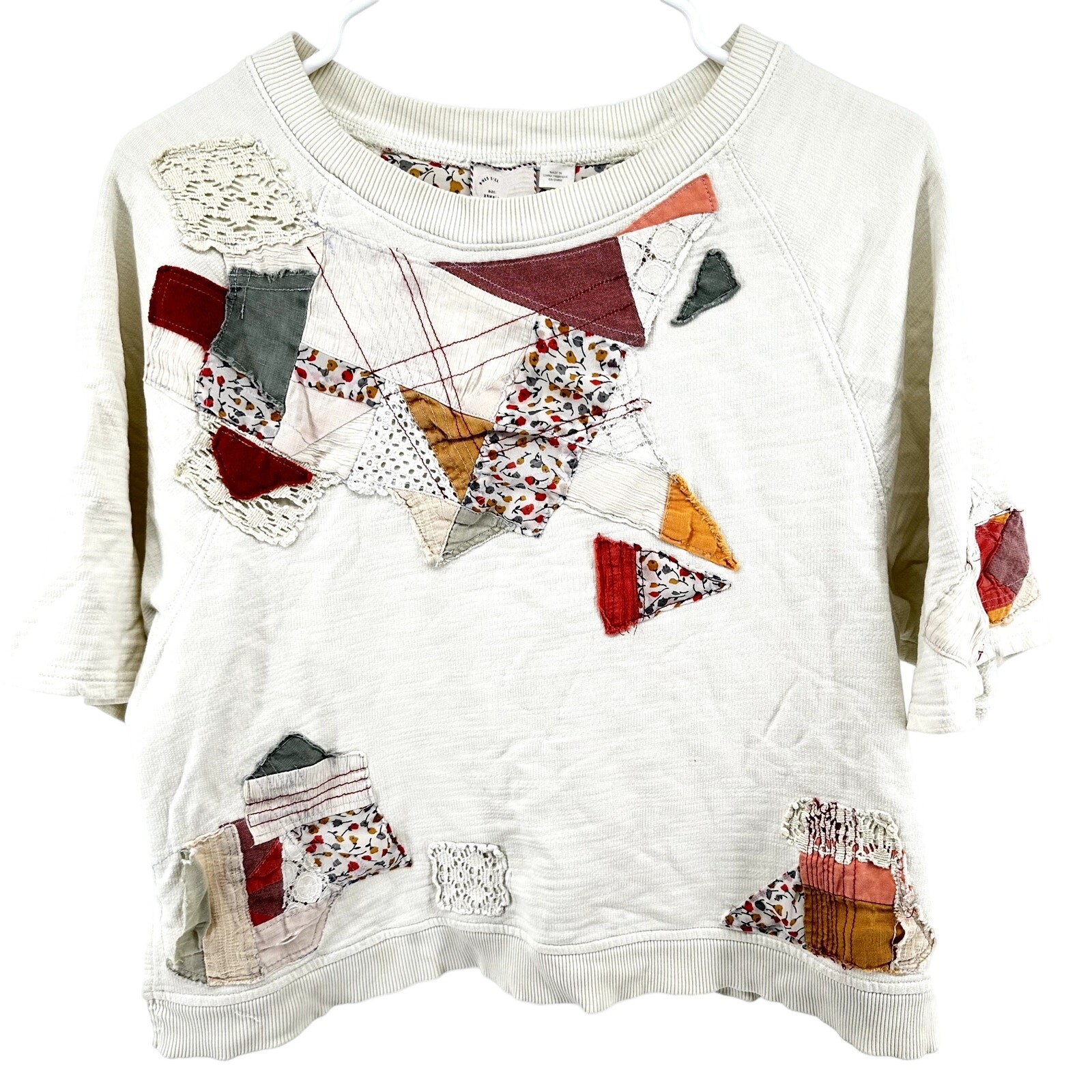 Anthropologie Postmark Patchwork Sweater Boxy Rou… - image 2