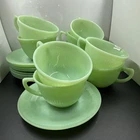 18 Piece Set Jadeite Fire King Jane Ray Set Cups Saucers