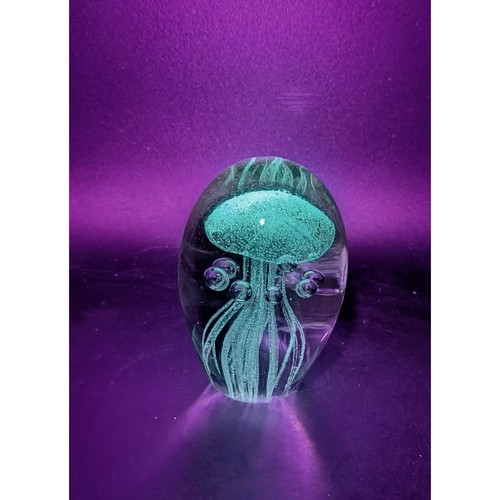 Pink Glow in the Dark Jellyfish Glass Paperweight Nautical Art Glass ...