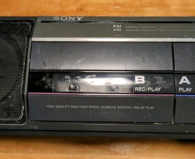 Sony CFS W301 Am FM Dual Cassette Portable Radio Boombox Recorder