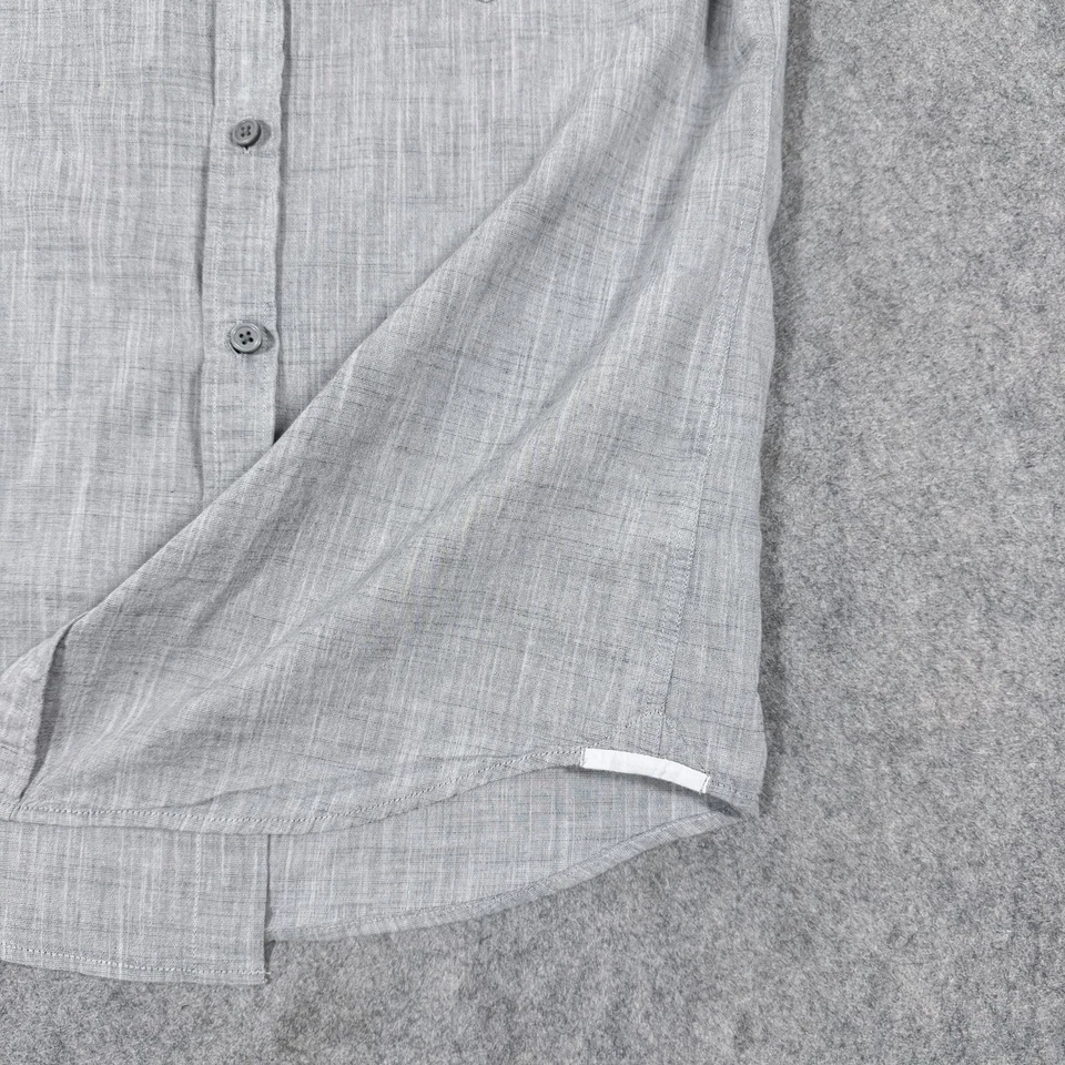 Express Button-Front Short Sleeve Shirt Men's Size Small Gray 100% Cotton Made - Image 4 of 4