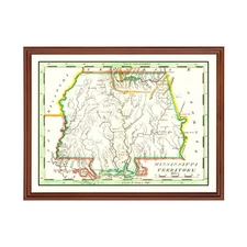 Old Map of Mississippi 1814 - Vintage Mississippi Art