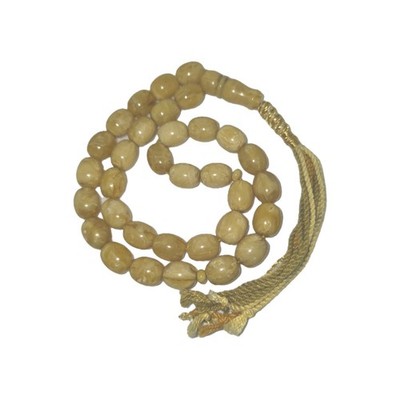 LARGE BLONDE PRESSED AMBER DUST WORRY BEADS MISBAH ARABIA