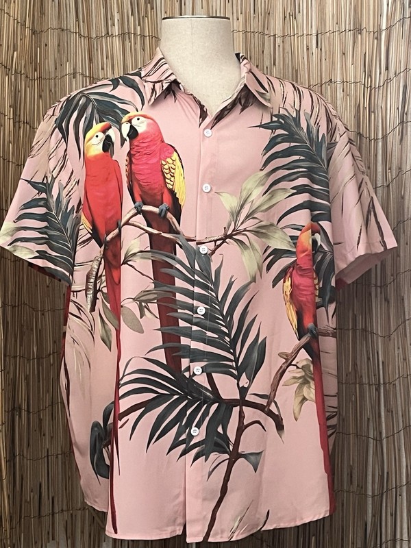 Manfinity Mens SS Button Up Hawaiian Shirt-Size 3XL-Poly Blend