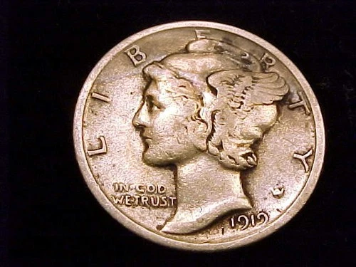 1919-P Mercury Dime, Fine Grade.