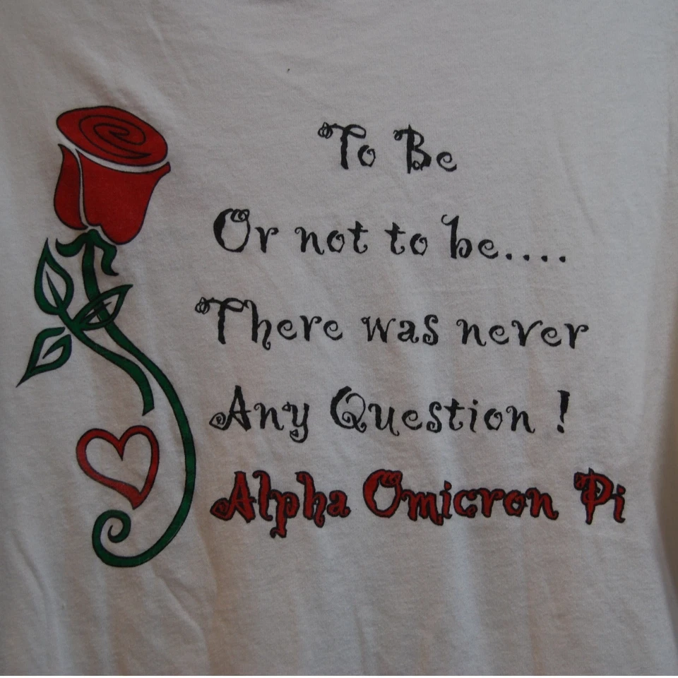 Vintage Sorority t-shirt Women's Large Alpha Omicron Pi Ringer tee 90s - Image 4 of 4