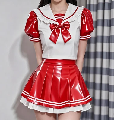 LATEX COOL Pure Latex Kleid Rubber Gummi Maid Rock Cosplay Dress Outfit 0.4mm S-XXL