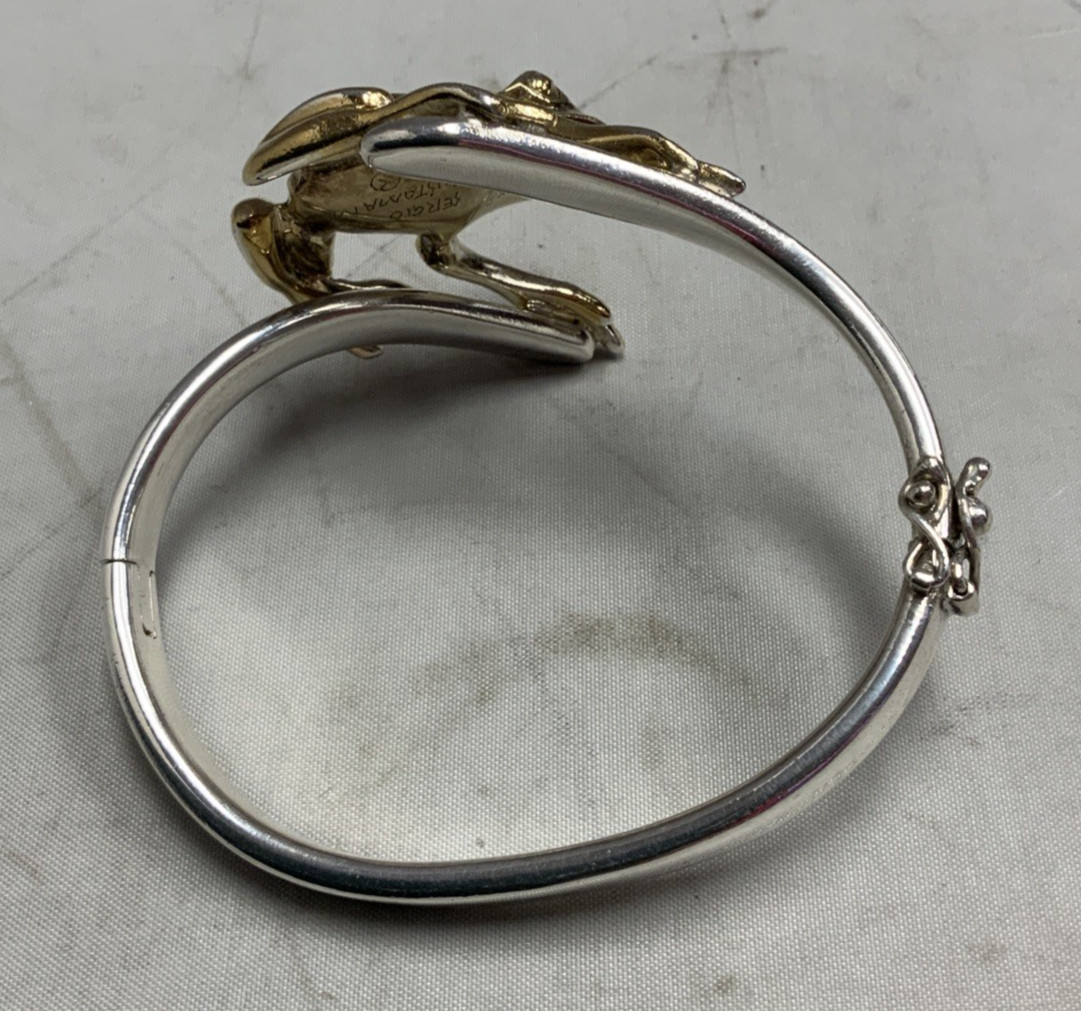 Sergio Bustamante Signed Frog Bangle Bracelet .92… - image 7