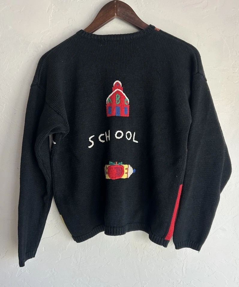 Vintage Lauren Hansen Novelty Cardigan Sweater S Retro Academia Cottagecore - Image 2 of 4