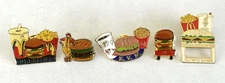 Vintage McDonald's Employee Lapel Pins Burger & Fries Lot Of 5