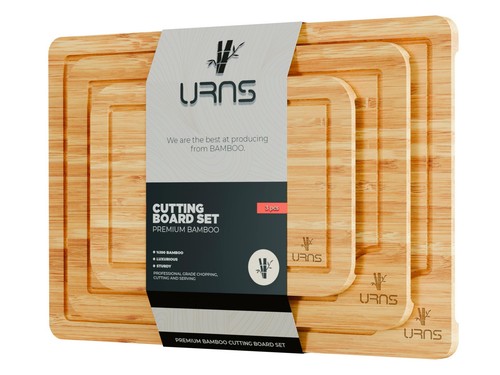 Wood Cutting Board – Premium Bamboo Cutting Board with Deep Juice Groove & Hi...