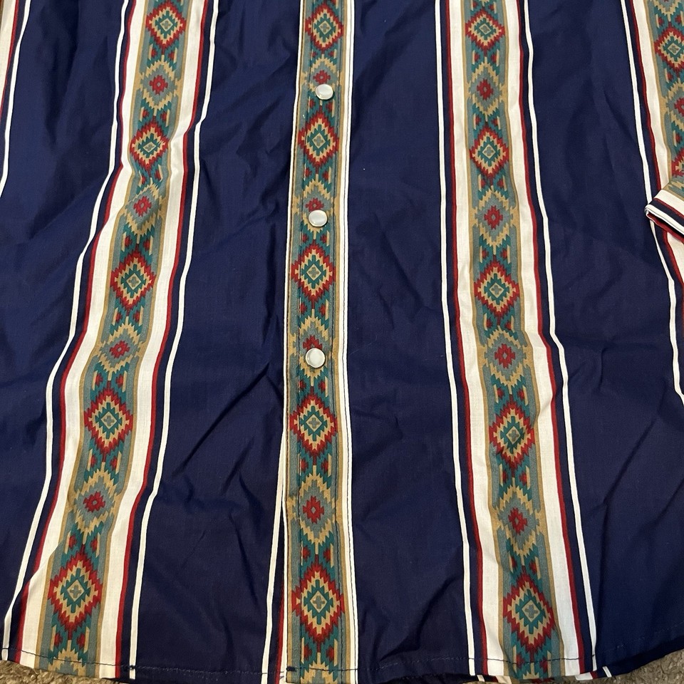 Vintage High Noon Western Pearl Snap Button Shirt Size XL Aztec ...