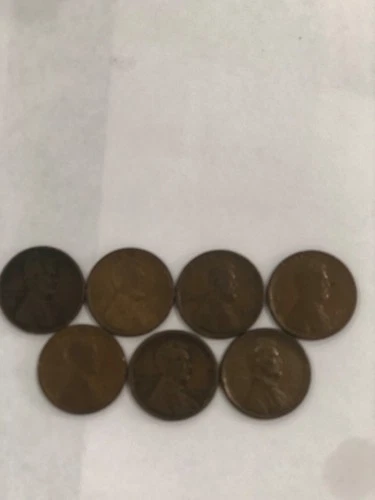 (7) Lincoln wheat cents- (2) 1911,12,13,14,17-d,20-s - G to VF
