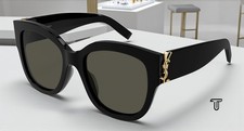 SAINT LAURENT SL M95 F 001 Cat Eye Black Gold Grey 56 mm Women's Sunglasses