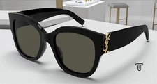 SAINT LAURENT SL M95_F 001 Cat Eye Black Gold Grey 56 mm Women's Sunglasses