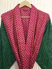 Pure Silk Pink Green kimono Long Robe Gown Girl's Woman Silk Kimono KMO5489
