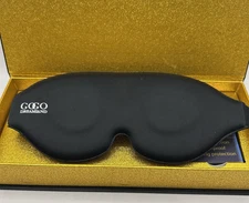 Sleeping Eye Mask 3D Contour Black Adjustable w/Bonus Ear Plugs in Gift Box