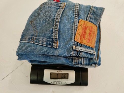 Pantalones de mezclilla Levis 505 para hombre 29x29* 100 % algodón pierna recta desgastados rasgados azules - Imagen 12 de 12