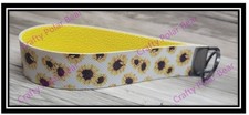 Sunflower Faux Leather Keychain Wristlet Zipper Pull Key Fob Gift Handmade
