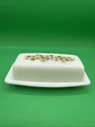 Vintage Pyrex Spring Blossom / Crazy Daisy Butter Dish Green Flowers w/ Lid USA