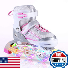 Kuxuan Skates Inline Skates for Women Girls Adjustable Light Up Wheels Fun Illum