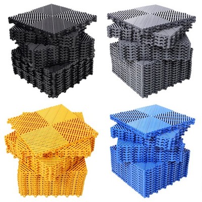 25pcs 15.6x15.6'' Plastic Interlocking Modular Garage Flooring Tile Drainage Tile