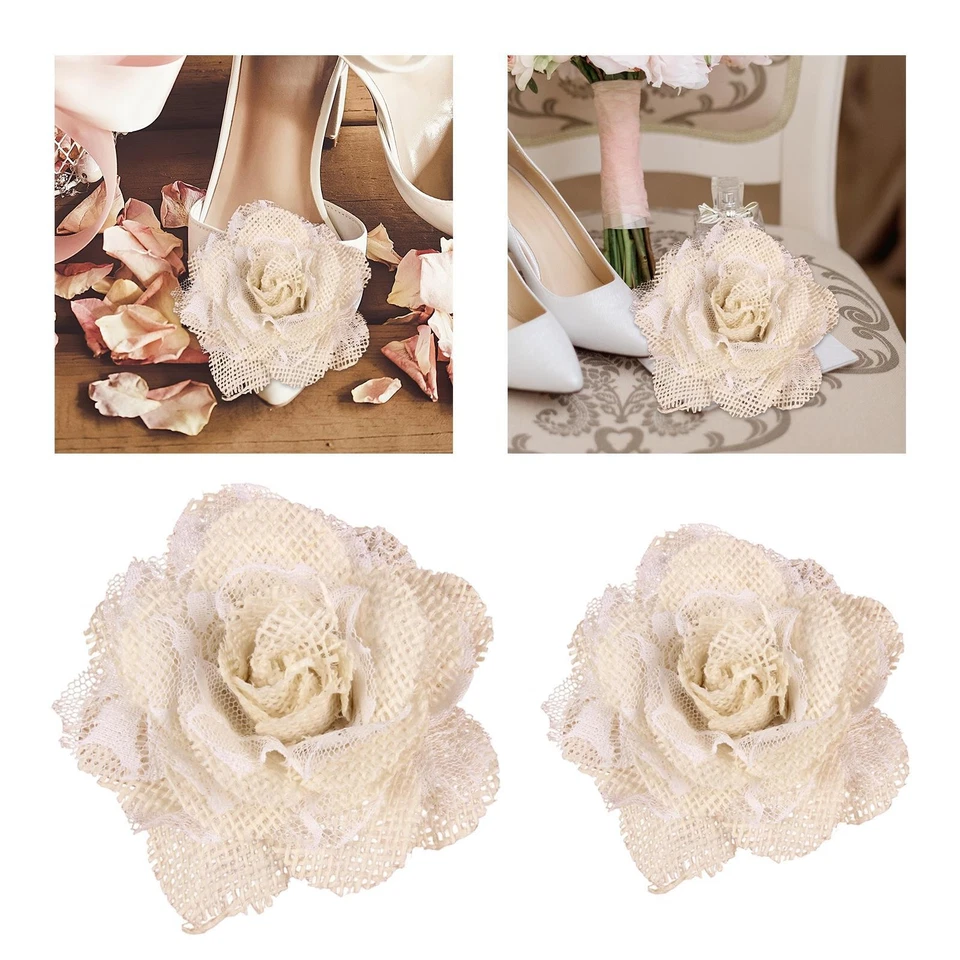 Fleur en toile de jute, décoration de mariage, sens esthétique, tête de fleur - Photo 1/1