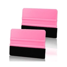 Vinyl Squeegee Tool, 2Pcs Pink Plastic Felt Squeegee for Vinyl Scraper for Cr...