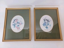 Vintage Pair Of Paintings Prints Depicting Birds Framed And Signed Joel Kirk