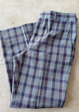 Vintage 70s 80s Blue Tartan Plaid Wide Leg Mens Pants Size 36