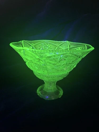 Vintage Imperial Glass Co Uranium Depression Candy Compote Dish 2 PIECE SET