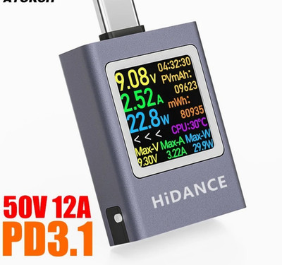 13 in 1 USB C Tester Power Meter 50V 12A Digital Multimeter PD3.1 Type C Detecto