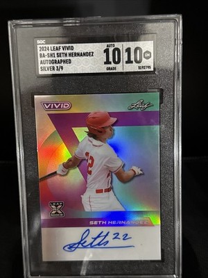 2024 Leaf Vivid SETH HERNANDEZ Silver Refractor Auto 3/9 SGC 10/10 