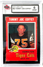1971 O-PEE-CHEE CFL FOOTBALL CARD #62 TOMMY JOE COFFEY TIGER CATS KSA 6 ENM OPC