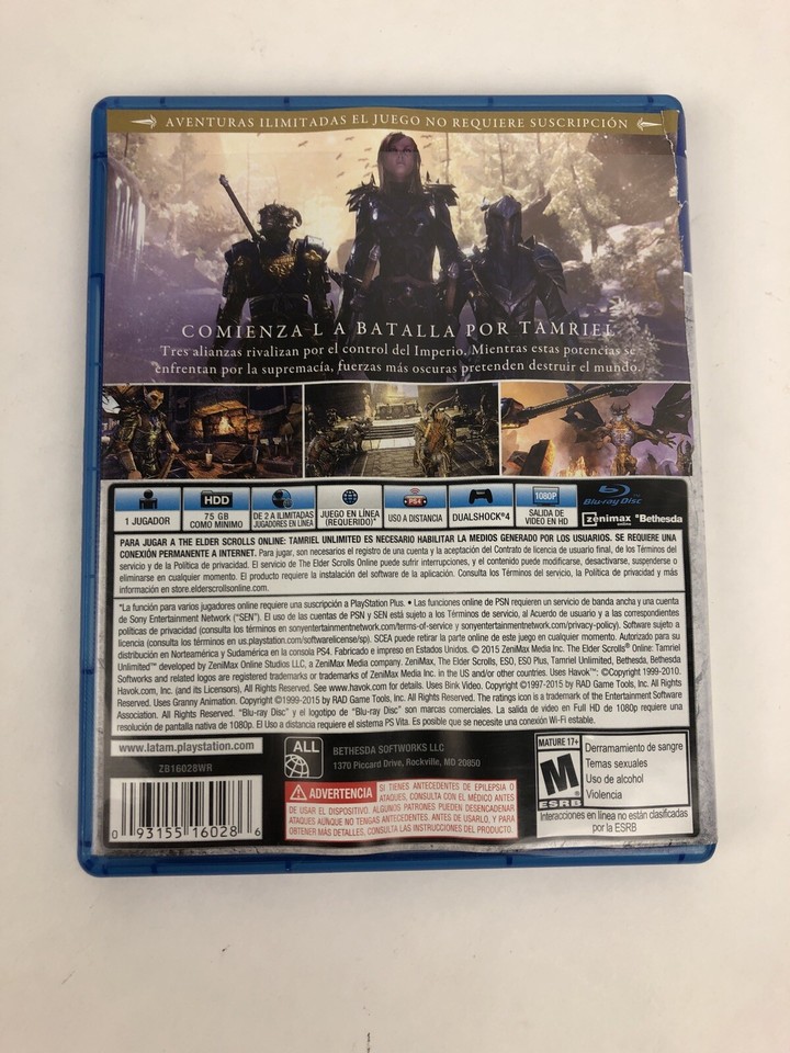 Sony Playstation 4 PS4 - The Elder Scrolls Online , Tamriel Unlimited ...